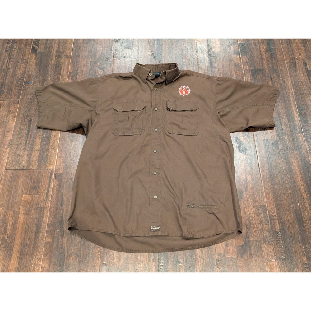 Blackhawk Workwear Rugor‎ Gun Shirt Mens XL Ripstop Short Sleeve Brown